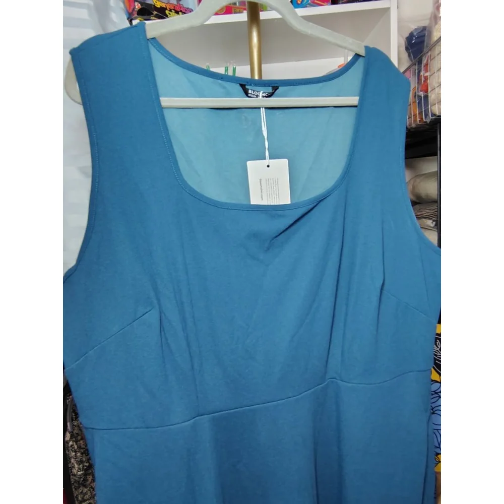 BLOOMCHIC Teal Sleeveless Midi Dress Size 22 - Picture 4 of 8